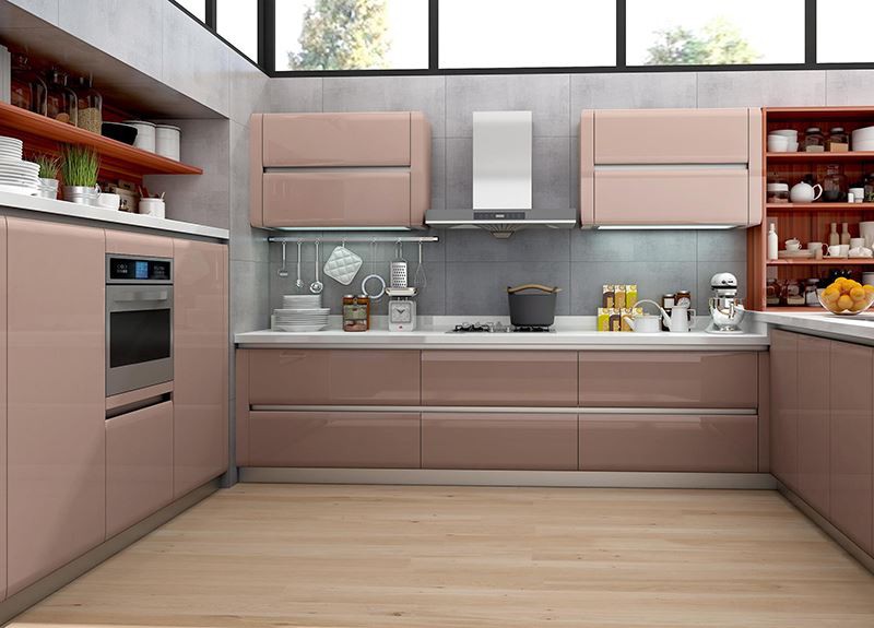 champagne color high glosslacquer kitchen cabinet