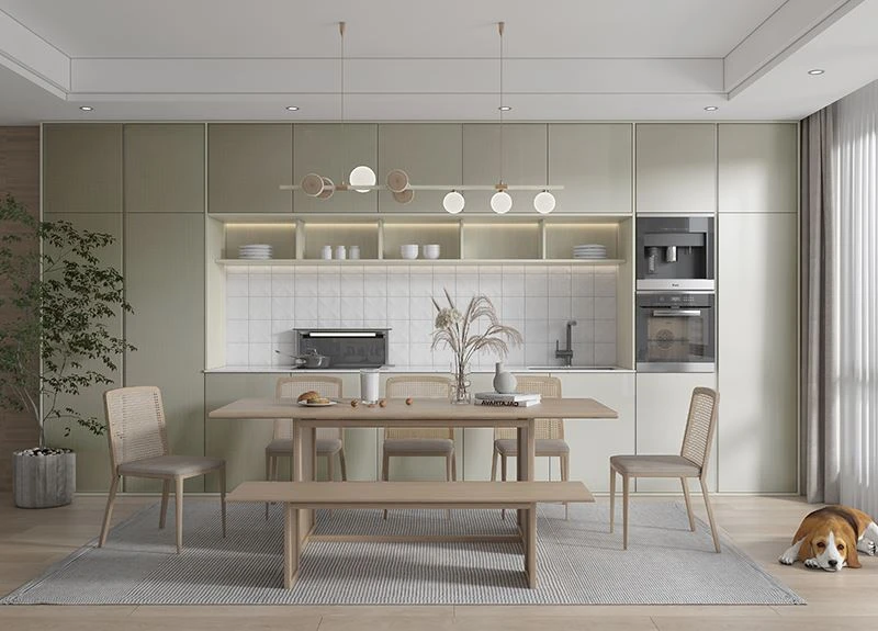 modern beige kitchen cabinet
