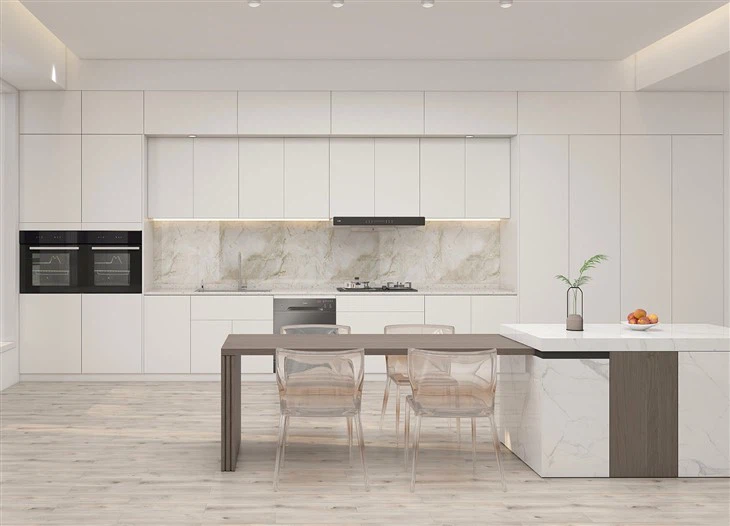 White PET Kitchen Cabinets