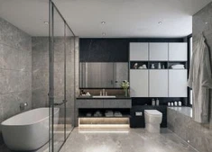 Lemari Kamar Mandi dengan Meja Rias Kontemporer
